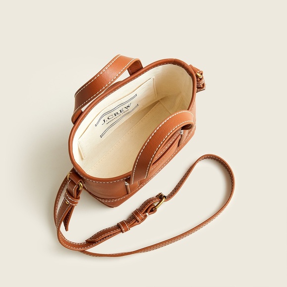 💕H.P💕🆕{J. Crew}Rich Oak Leather Mini Montauk Tote Bag - Picture 7 of 14